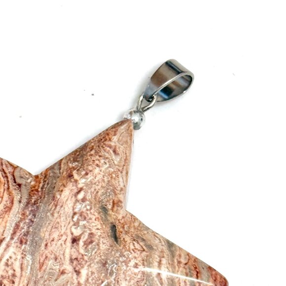 2/$20, Large Earthy Crazy Lace Agate Pendant, Genuine Gemstone Star Pendant - Picture 4 of 13